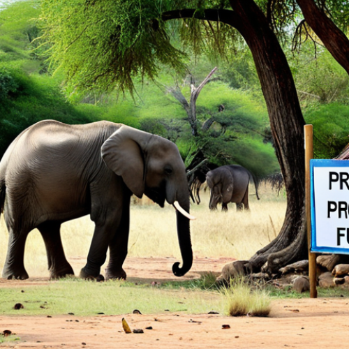Community & Wildlife Coexistence**

"A vibrant village scene in Botswana, featuring traditional homes and lush vegetation. In the background, a family-friendly image of elephants peacefully grazing. A sign reads: 'Protect Our Elephants, Protect Our Future.' Fully clothed villagers are shown participating in a conservation education program led by a local leader. The overall tone is hopeful and cooperative. safe for work, appropriate content, professional, modest, perfect anatomy, natural proportions, family-friendly."

**